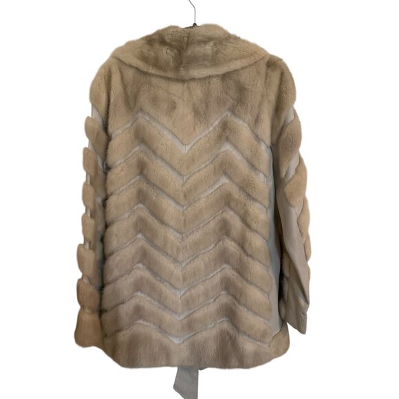 Vintage Furs By Szor & Deider Beige Mink Fur Jacket Belted Waist Old Money - Picture 12 of 16